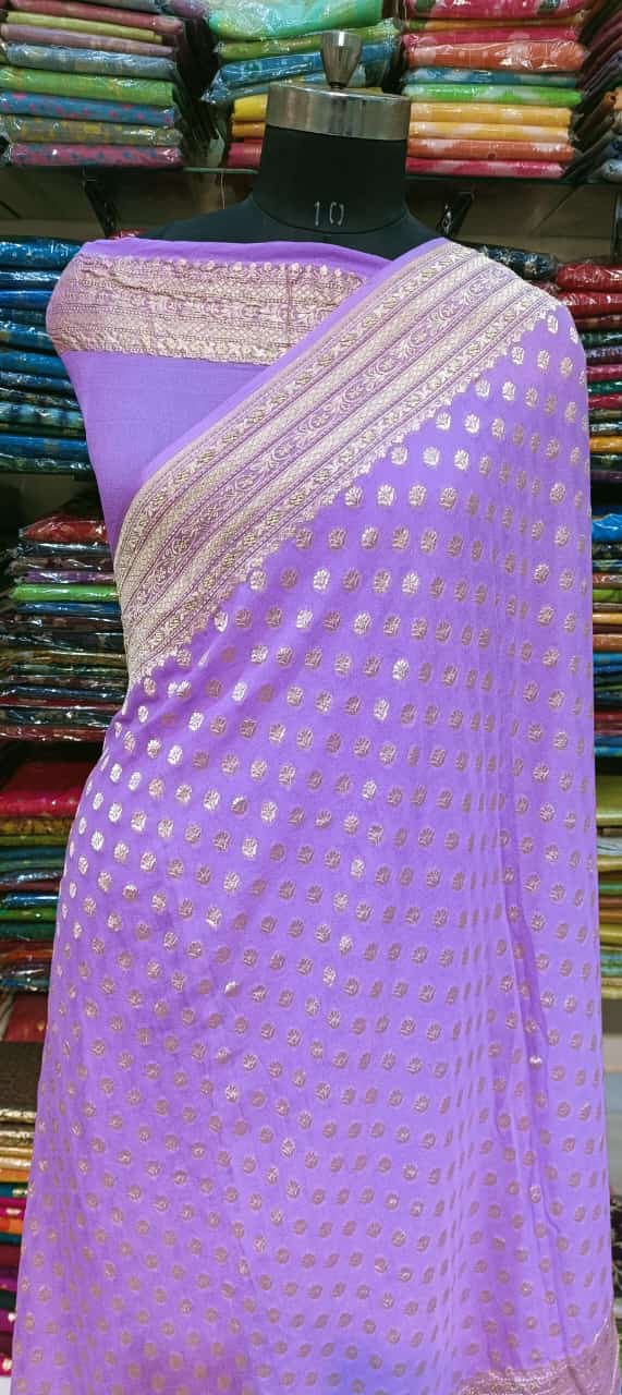 Lavender Banarasi Georgette Saree