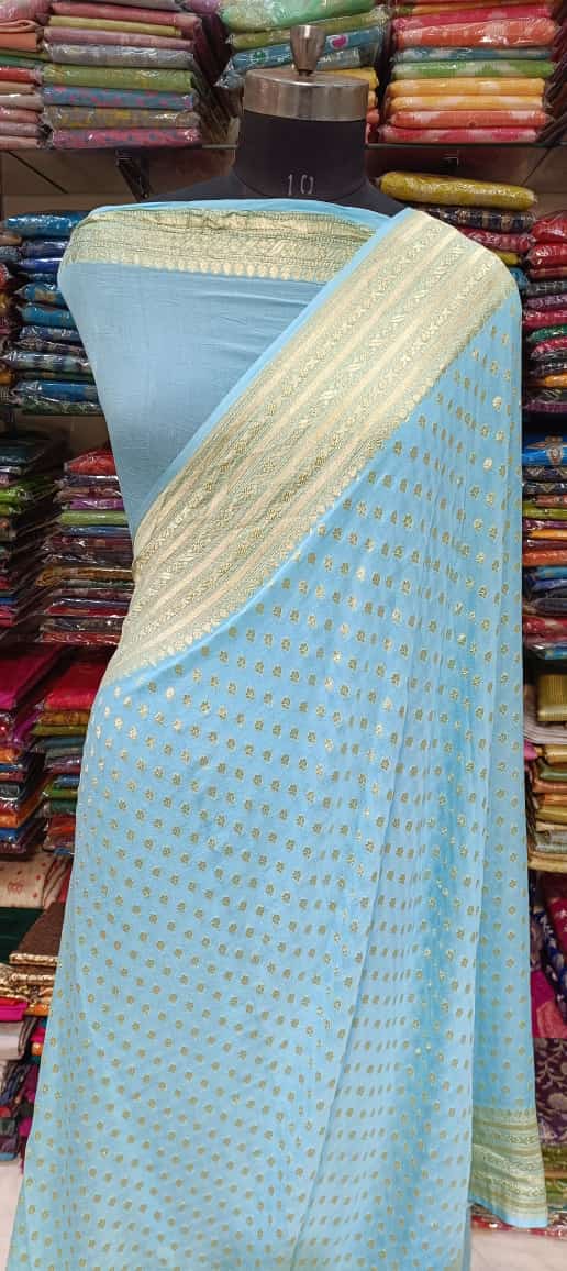Light Blue Designer Georgette Saree