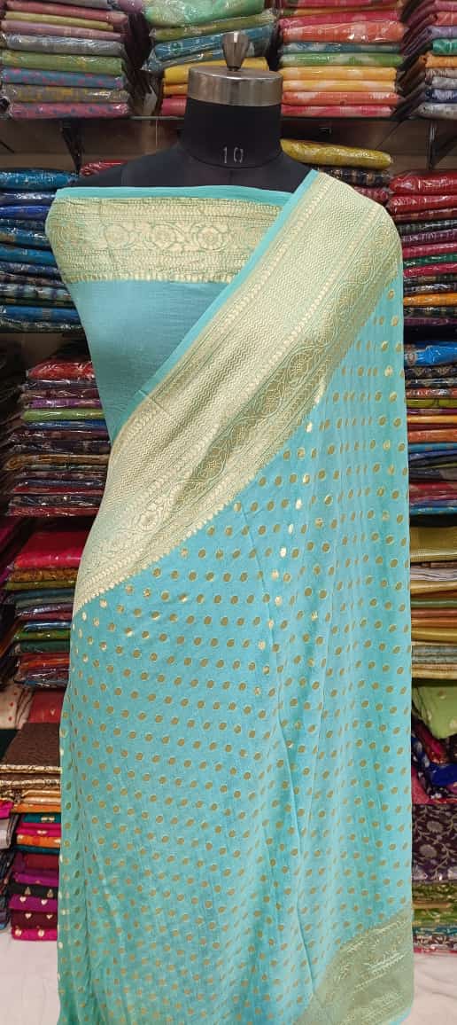 Elegant Light Blue Georgette Saree