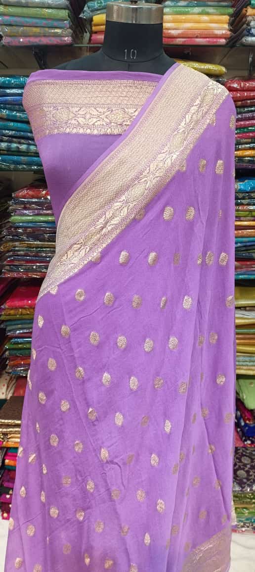 Elegant Purple Banarasi Georgette Saree