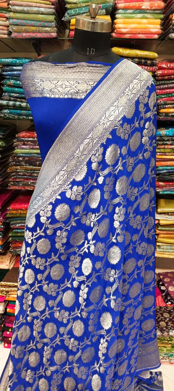 Royal Blue Banarasi Silk Saree