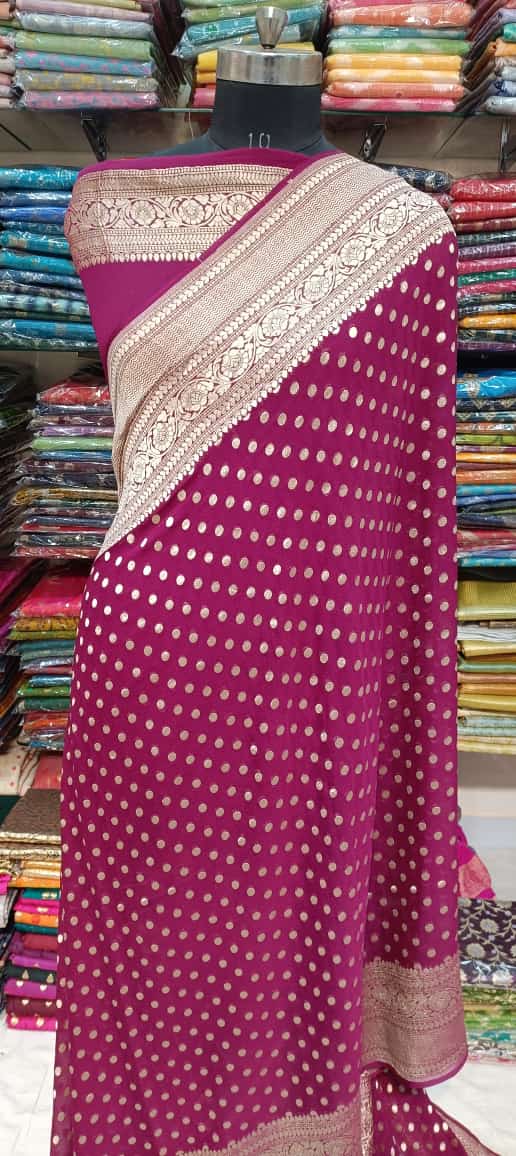 Elegant Magenta Banarasi Georgette Saree
