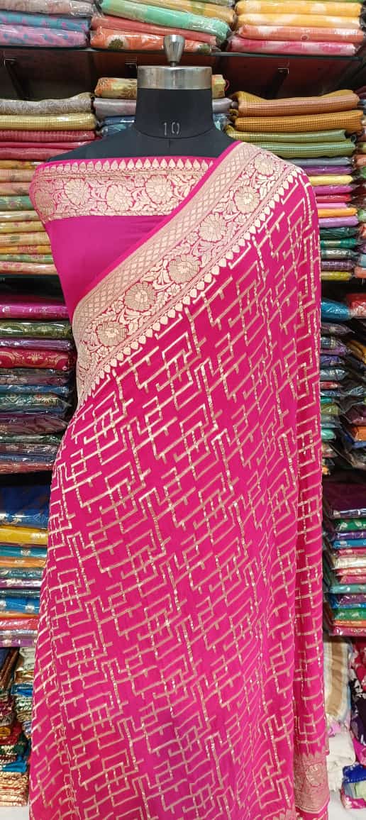 Elegant Pink Designer Georgette Saree