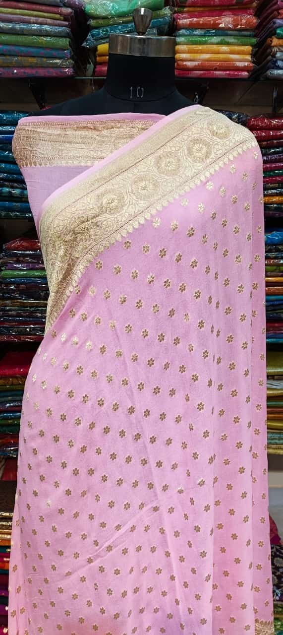 Elegant Pink Banarasi Designer Saree