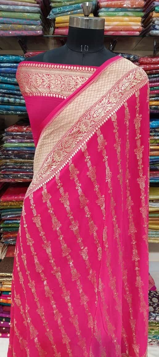 Elegant Pink Georgette Saree