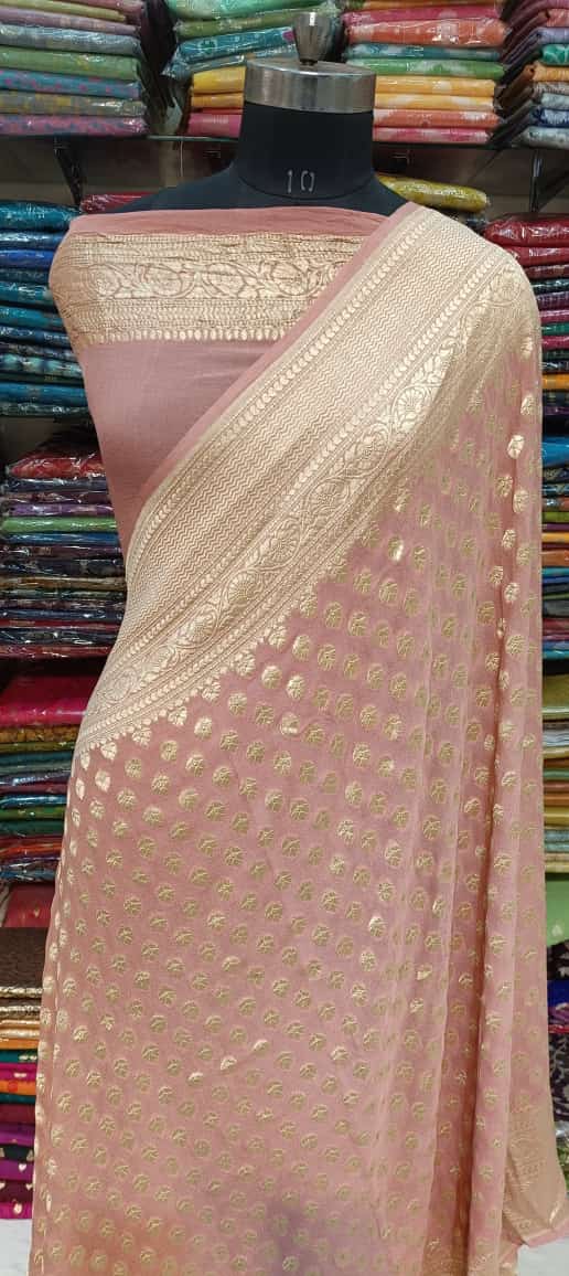 Elegant Pink Banarasi Georgette Saree