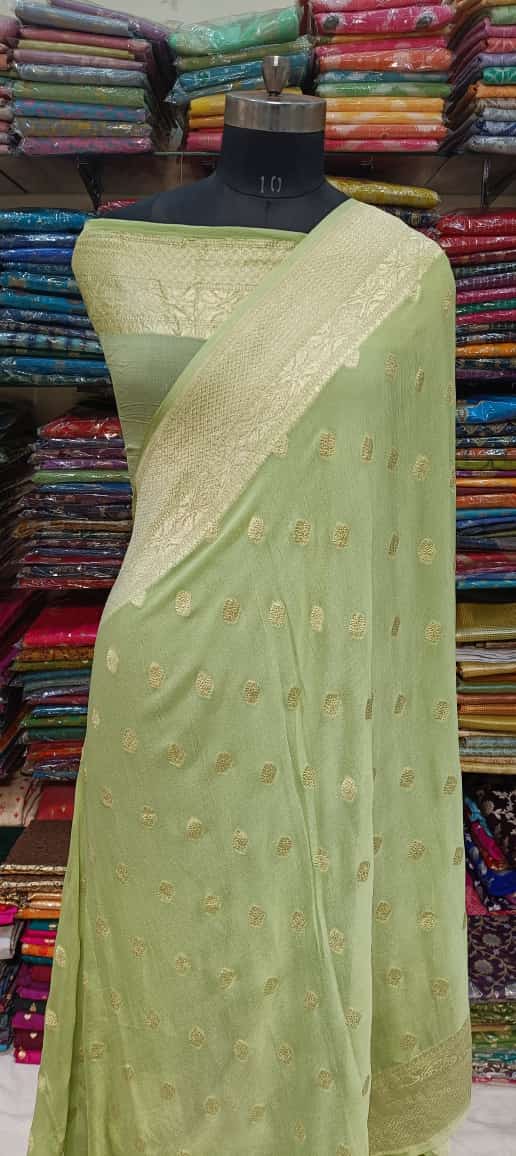 Elegant Light Green Georgette Saree