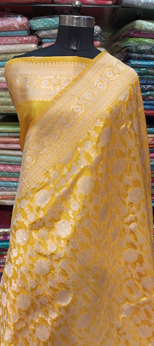 Yellow Banarasi Silk Saree