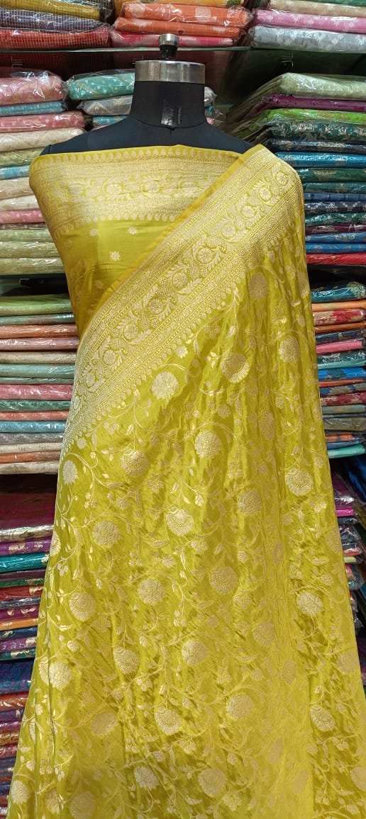 Yellow Banarasi Silk Saree