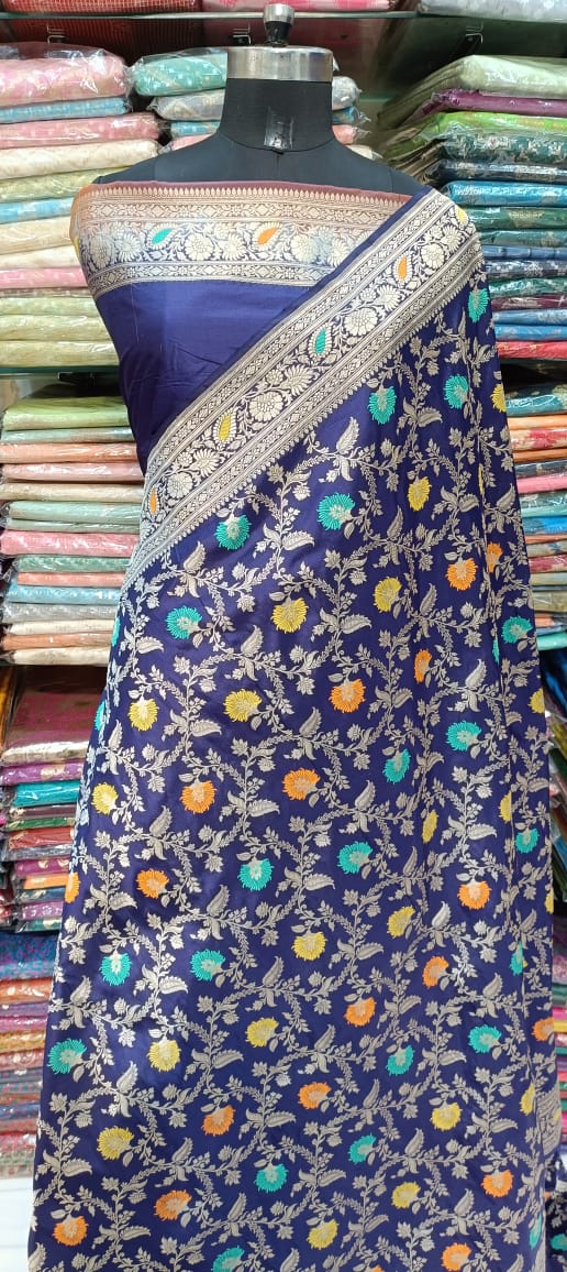 Elegant Navy Blue Designer Saree