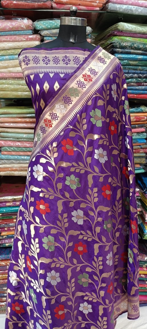 Purple Floral Silk Saree
