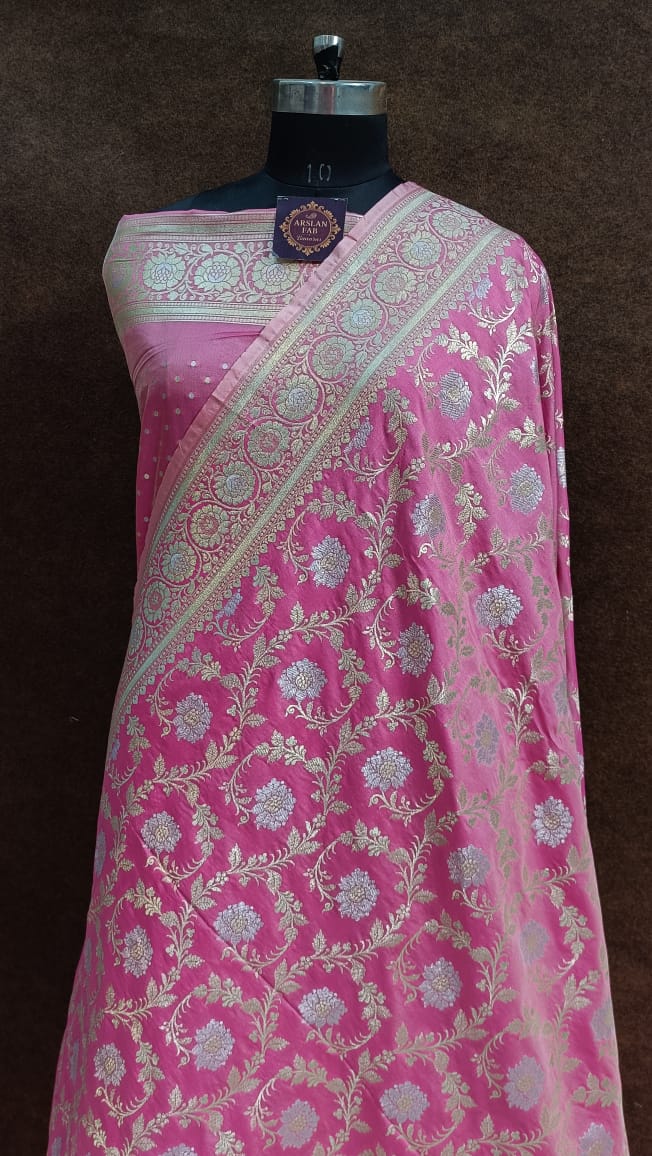 Pink Banarasi Silk Saree