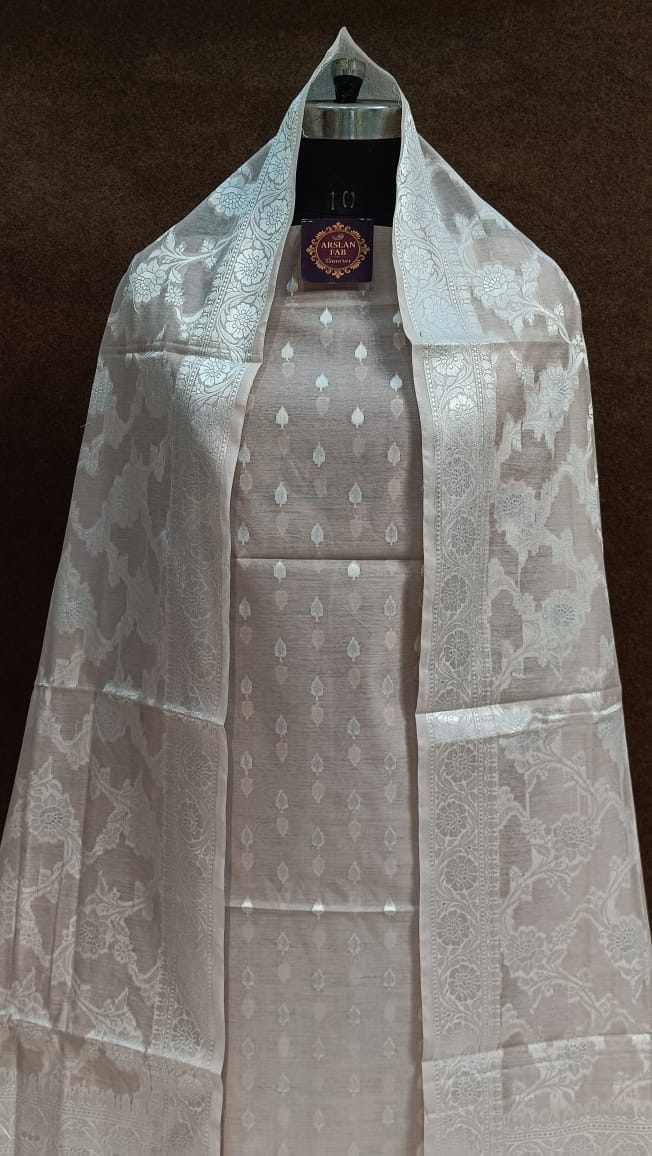 Dusty Cream Banarasi Silk Suit