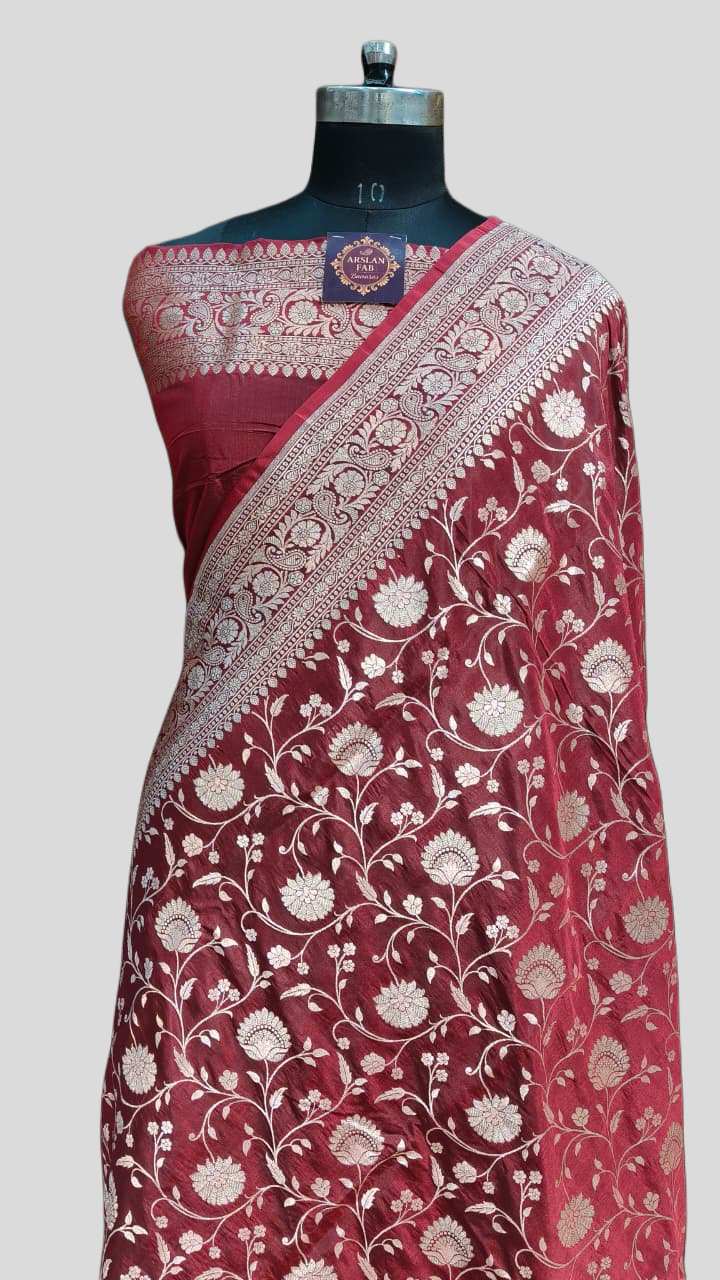Maroon anarasi Wedding Saree Floral Meenadaar