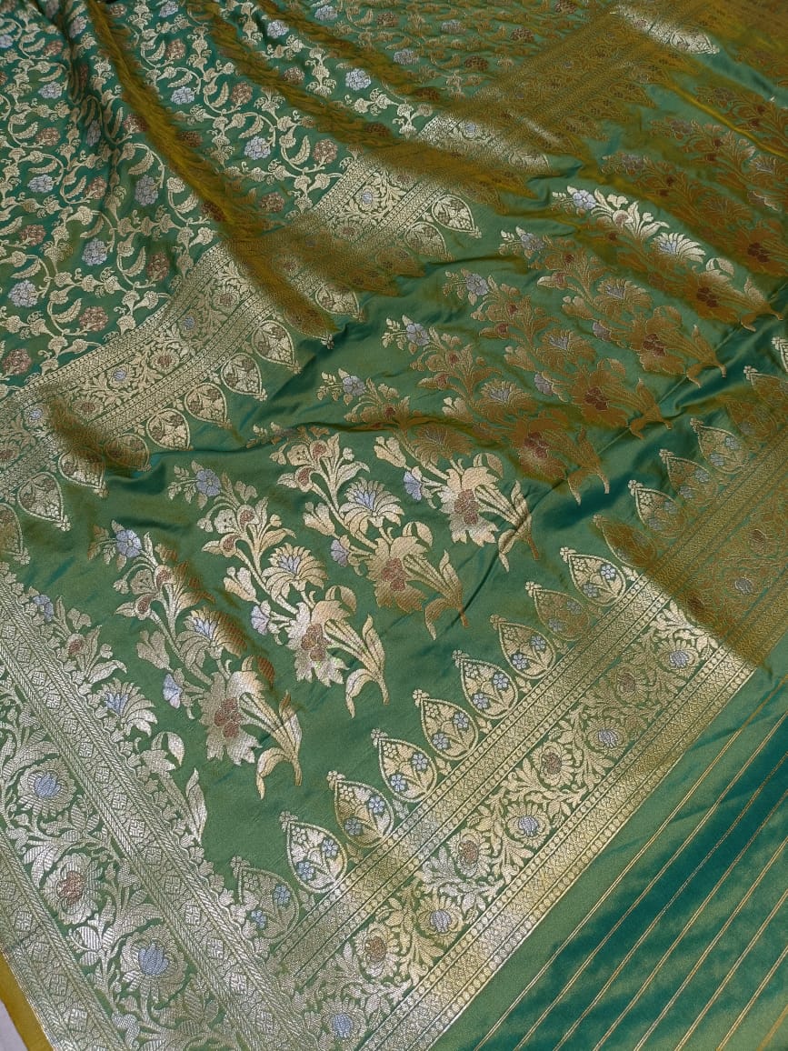 Mehdi Green Paori Silk Saree