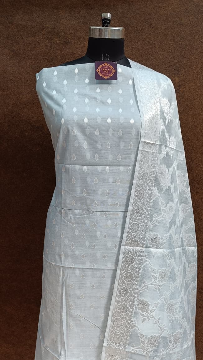 Dusty White Silk Suit
