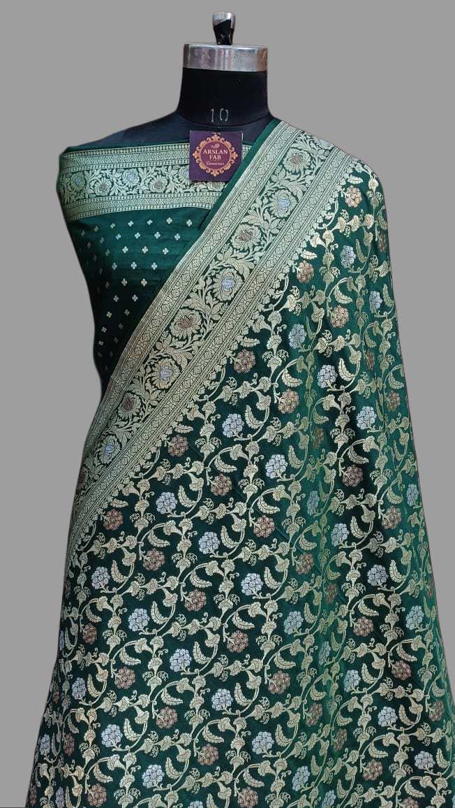 Bottlr Green Banarasi Paori Silk Saree
