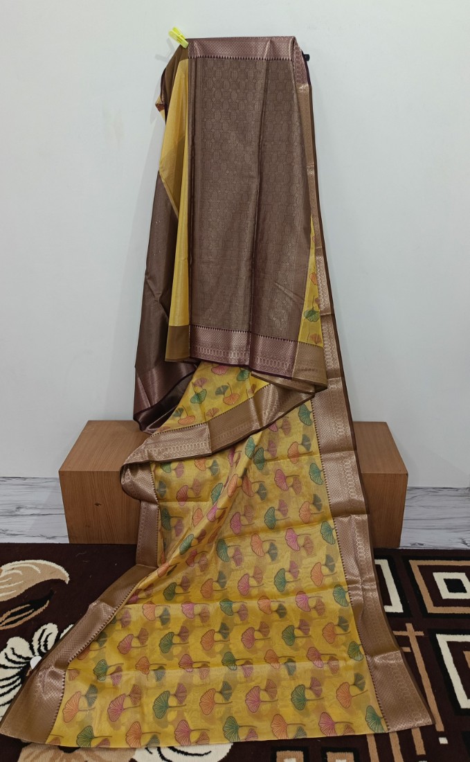 Silk Saree with Copper Border