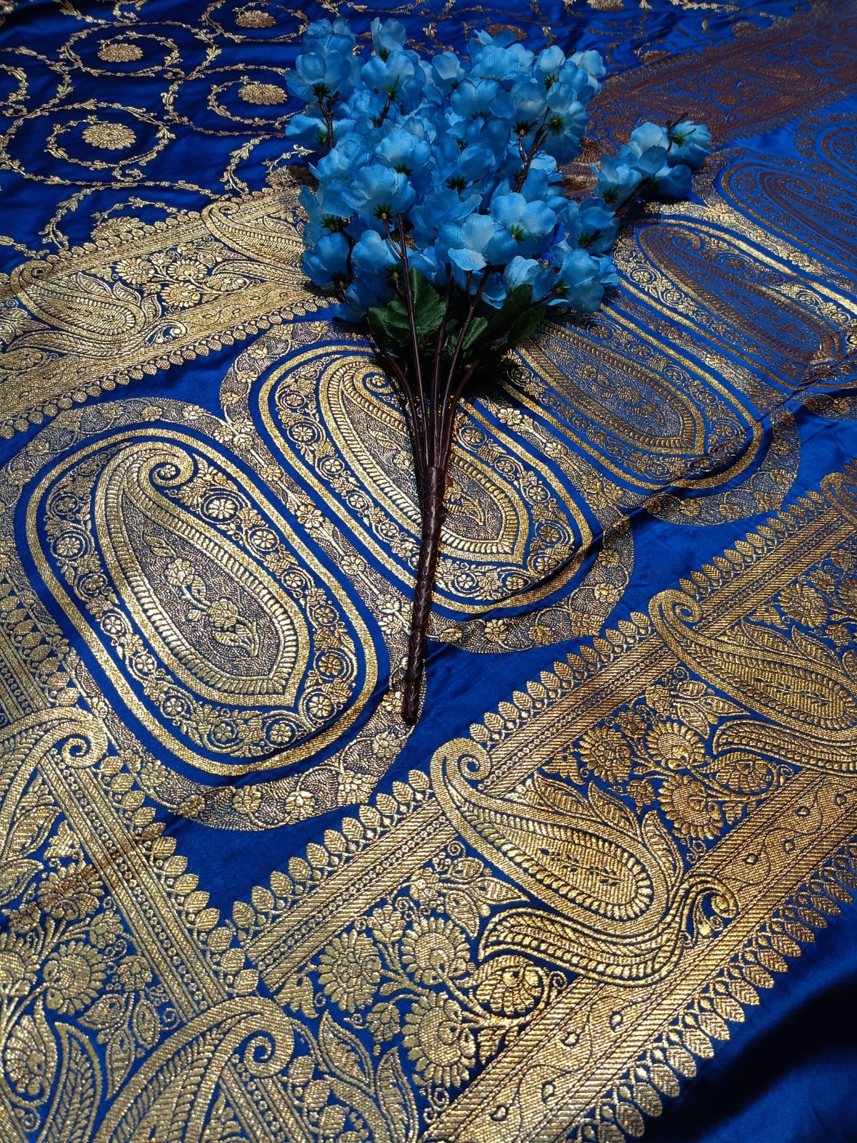 Blue Designer Saree Mashru Saatan