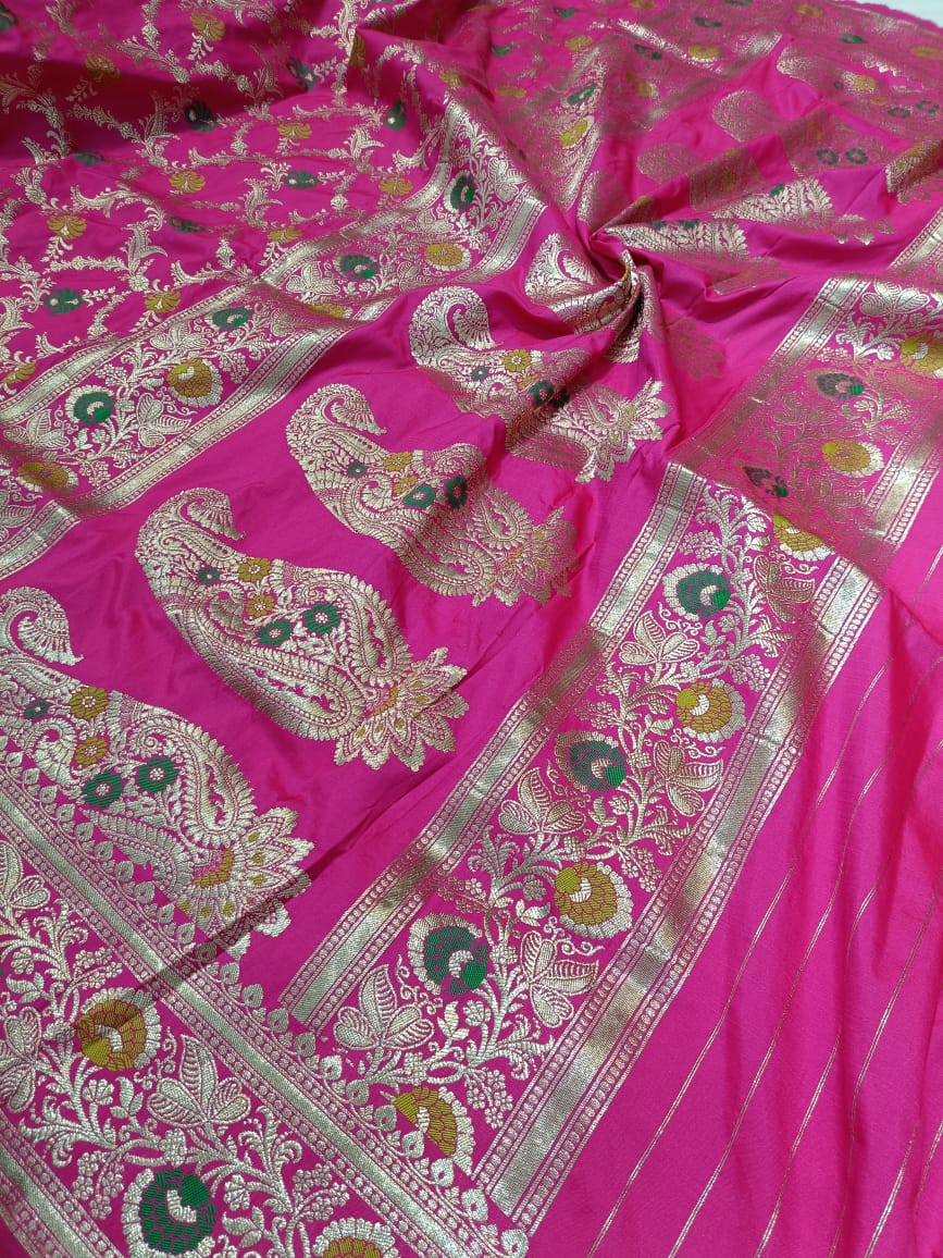 Pink Banarasi Silk Saree