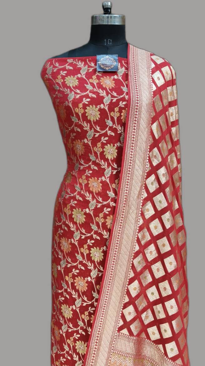 Red colour and Gold Designed Ethnic Suit Set