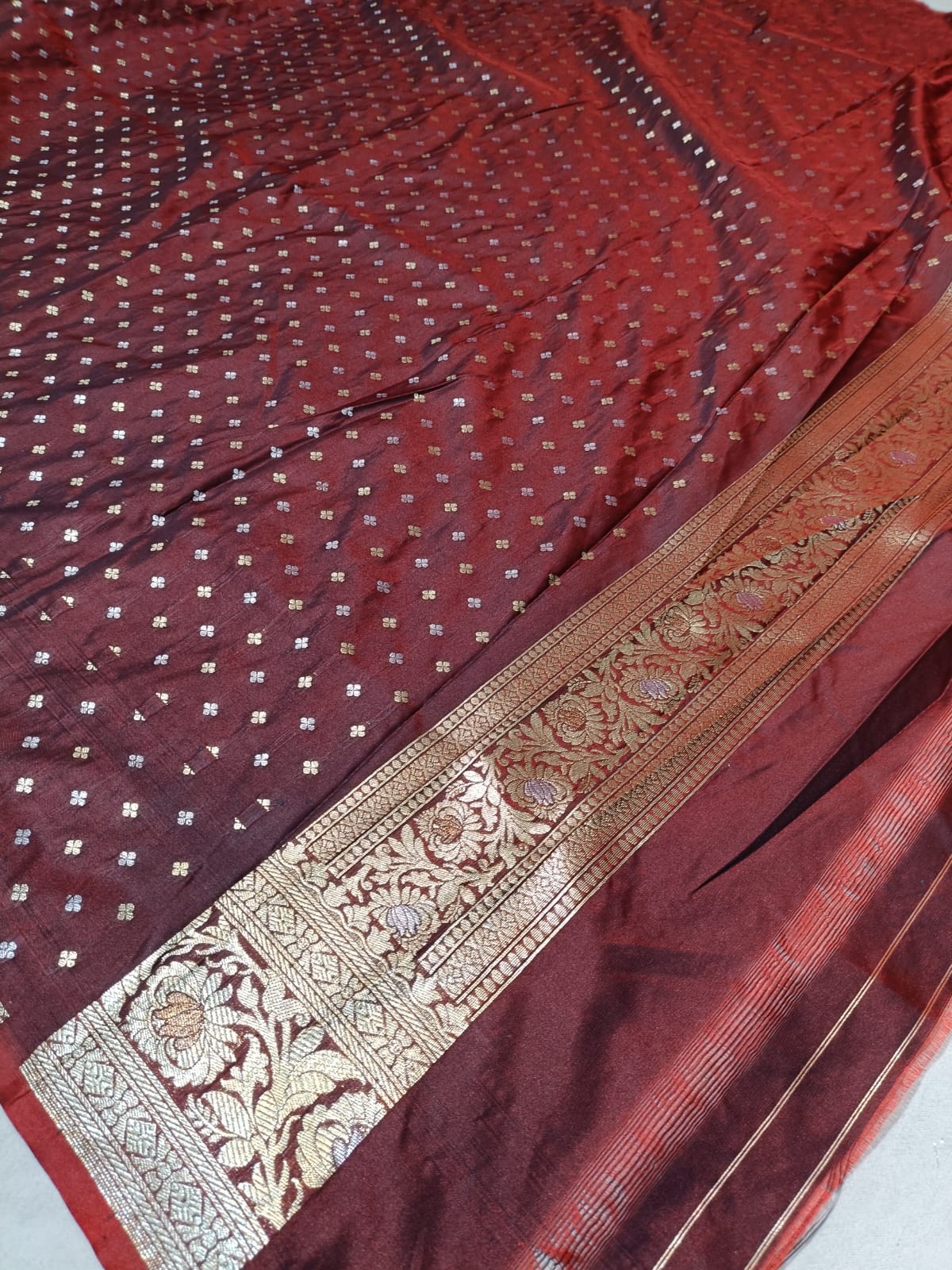 Maroon Banarasi Paori Silk Saree