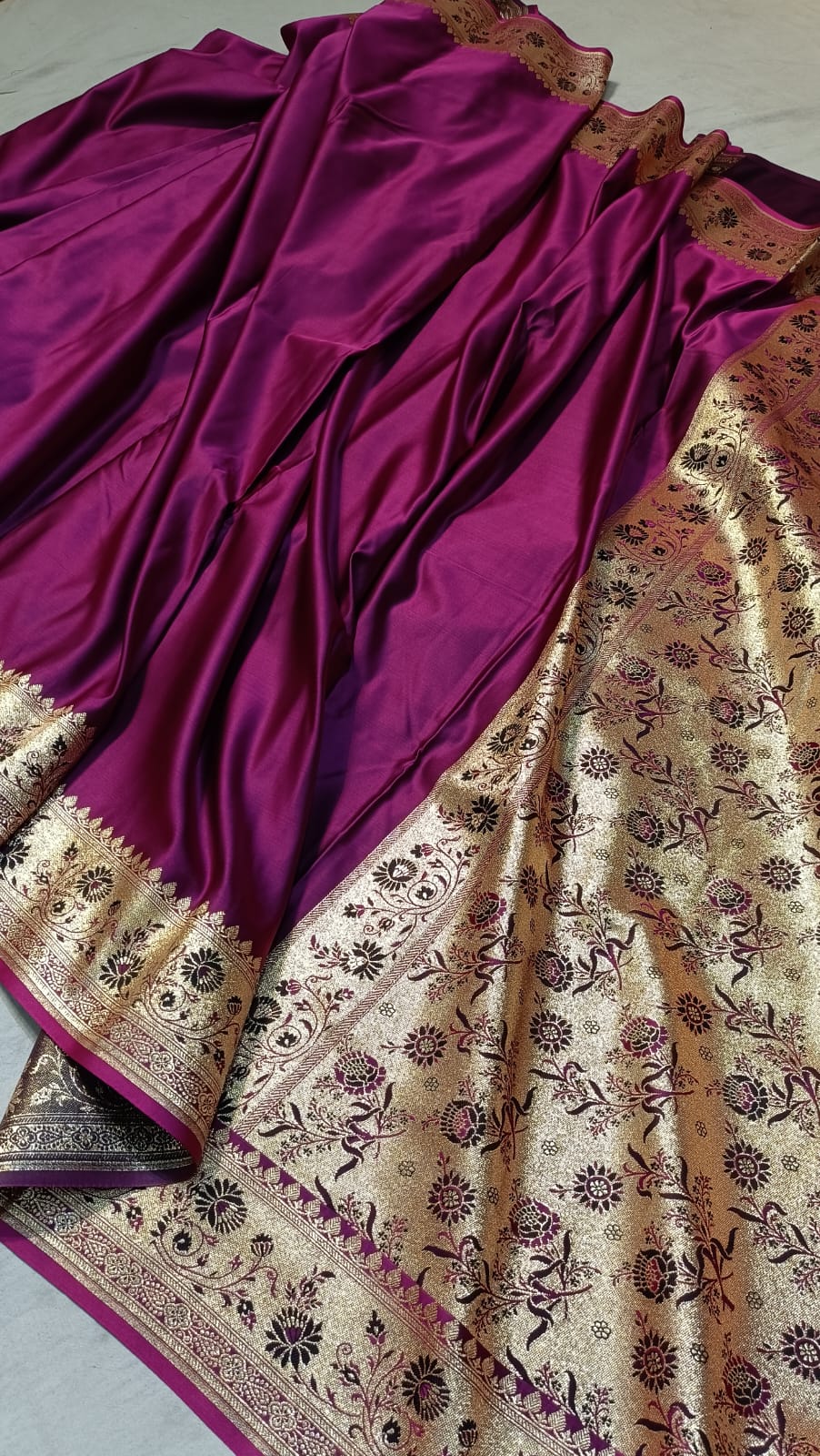 Magenta Silk Saree Mashru