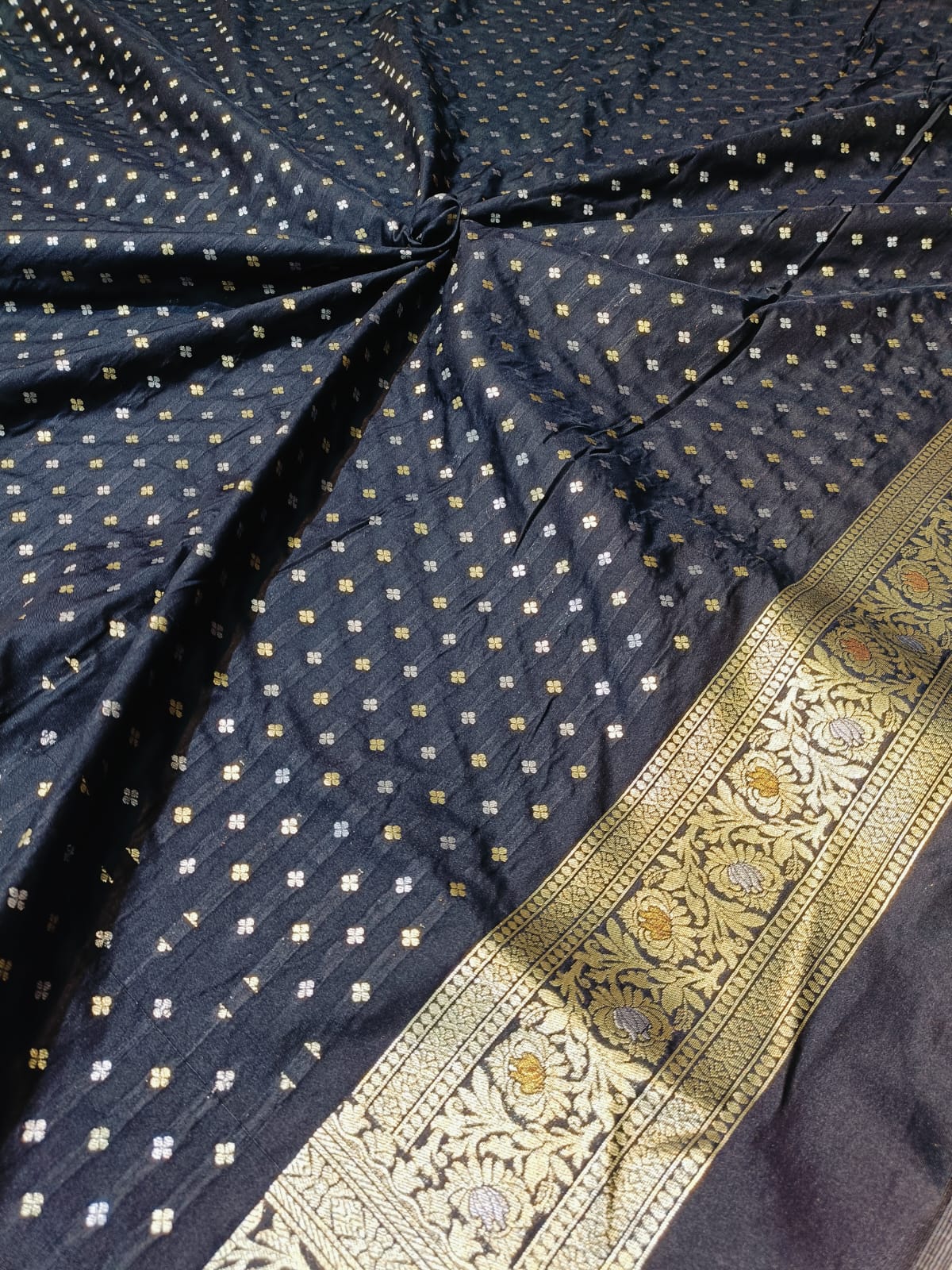 Handwoven Black Banarasi Paori Silk Saree