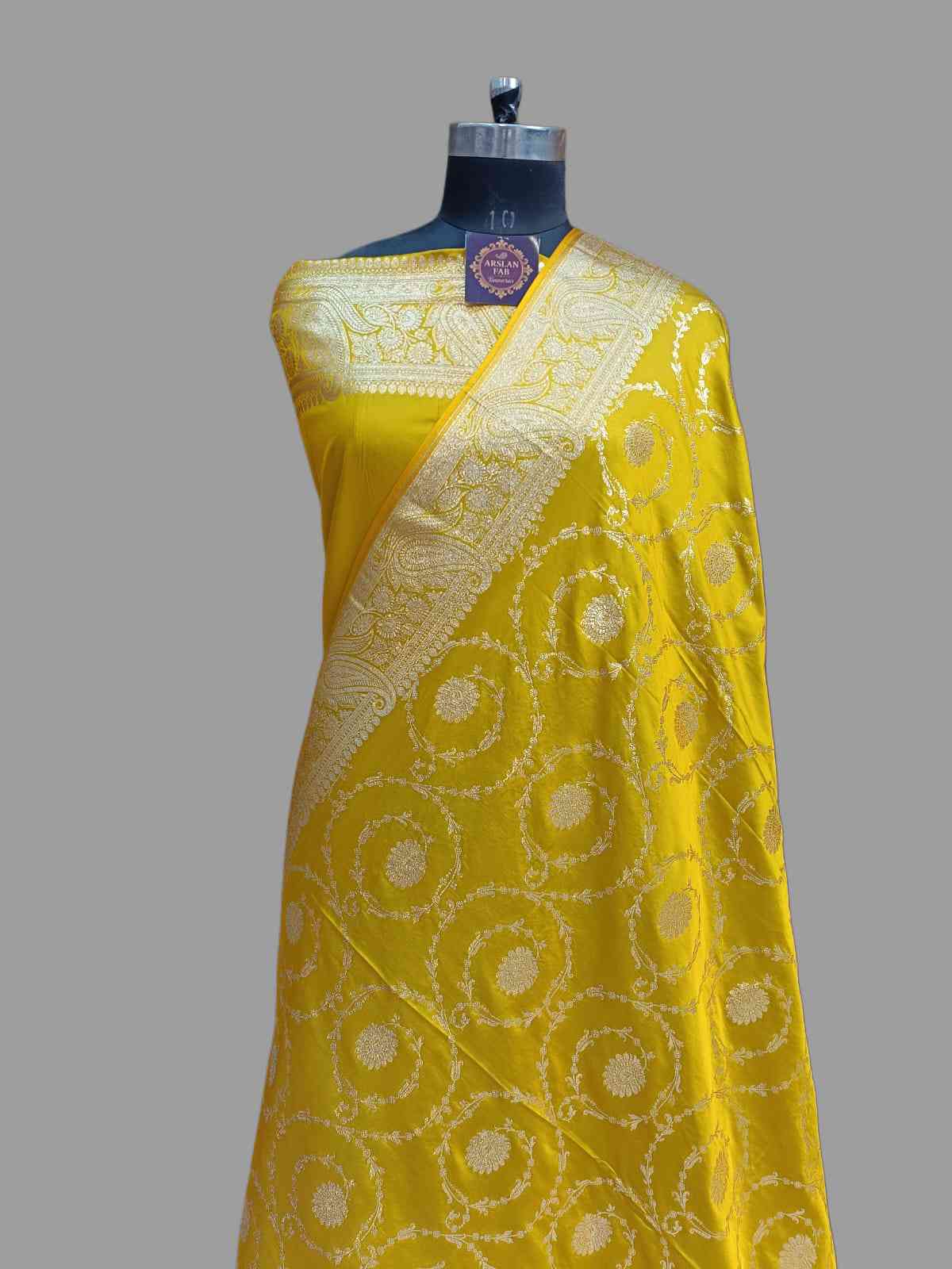 Yellow Banarasi Mashru Silk Saree