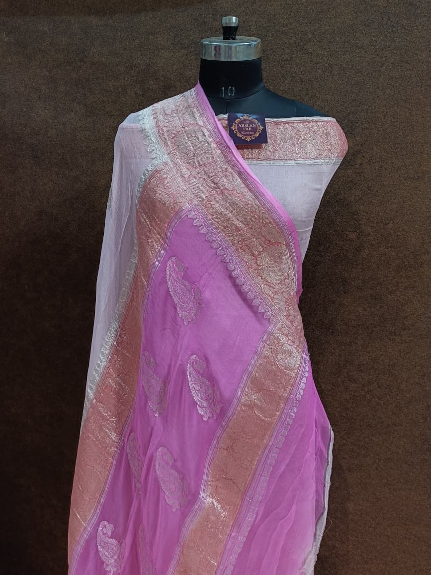 Pink Self contrast Designer chiffon Saree