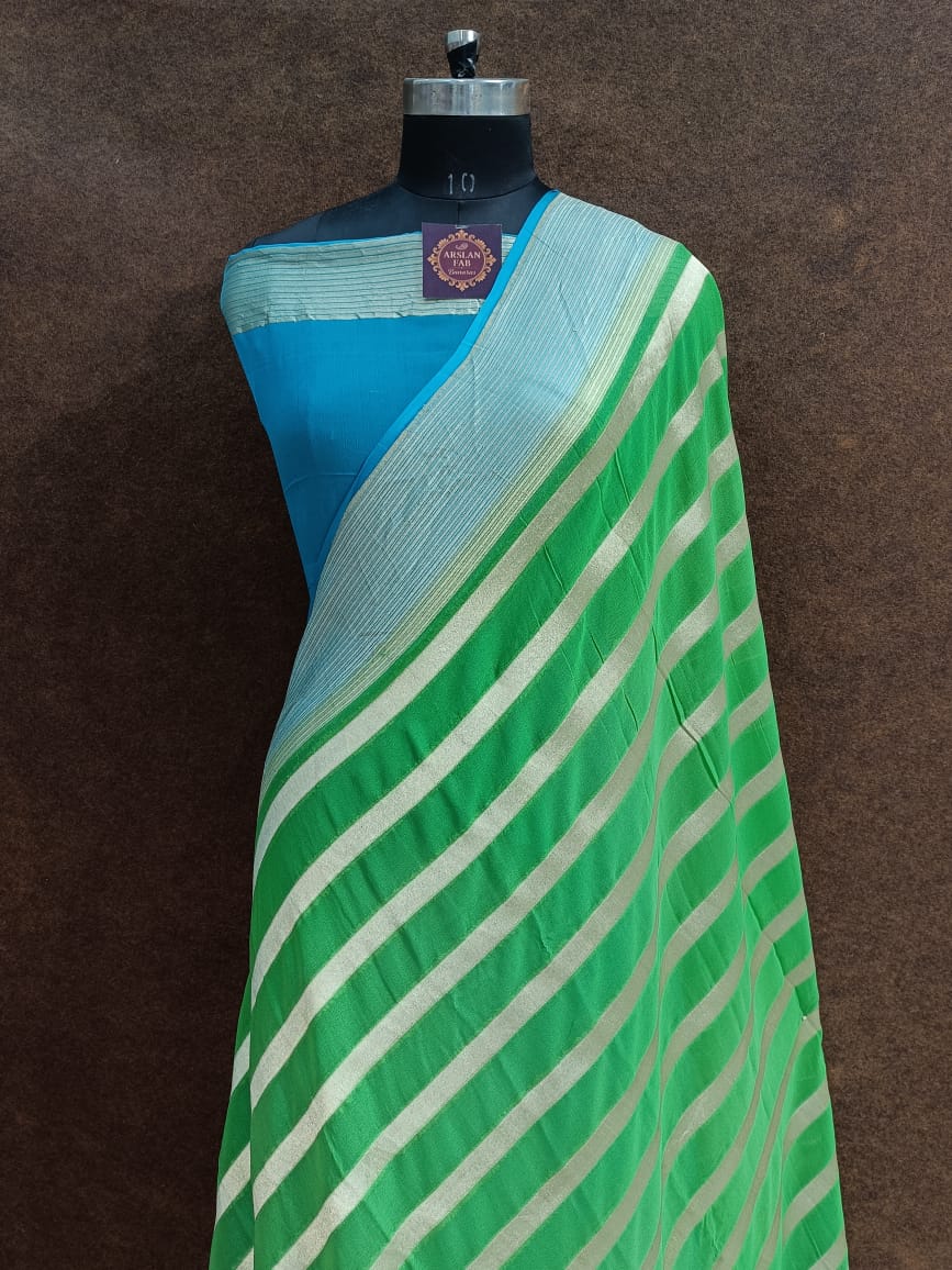 Green and Blue Designer Banarasi Saree