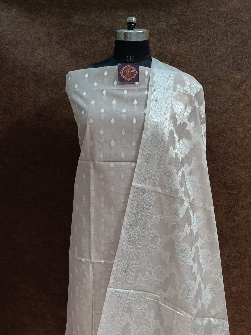 Dusty Cream Banarasi Silk Suit