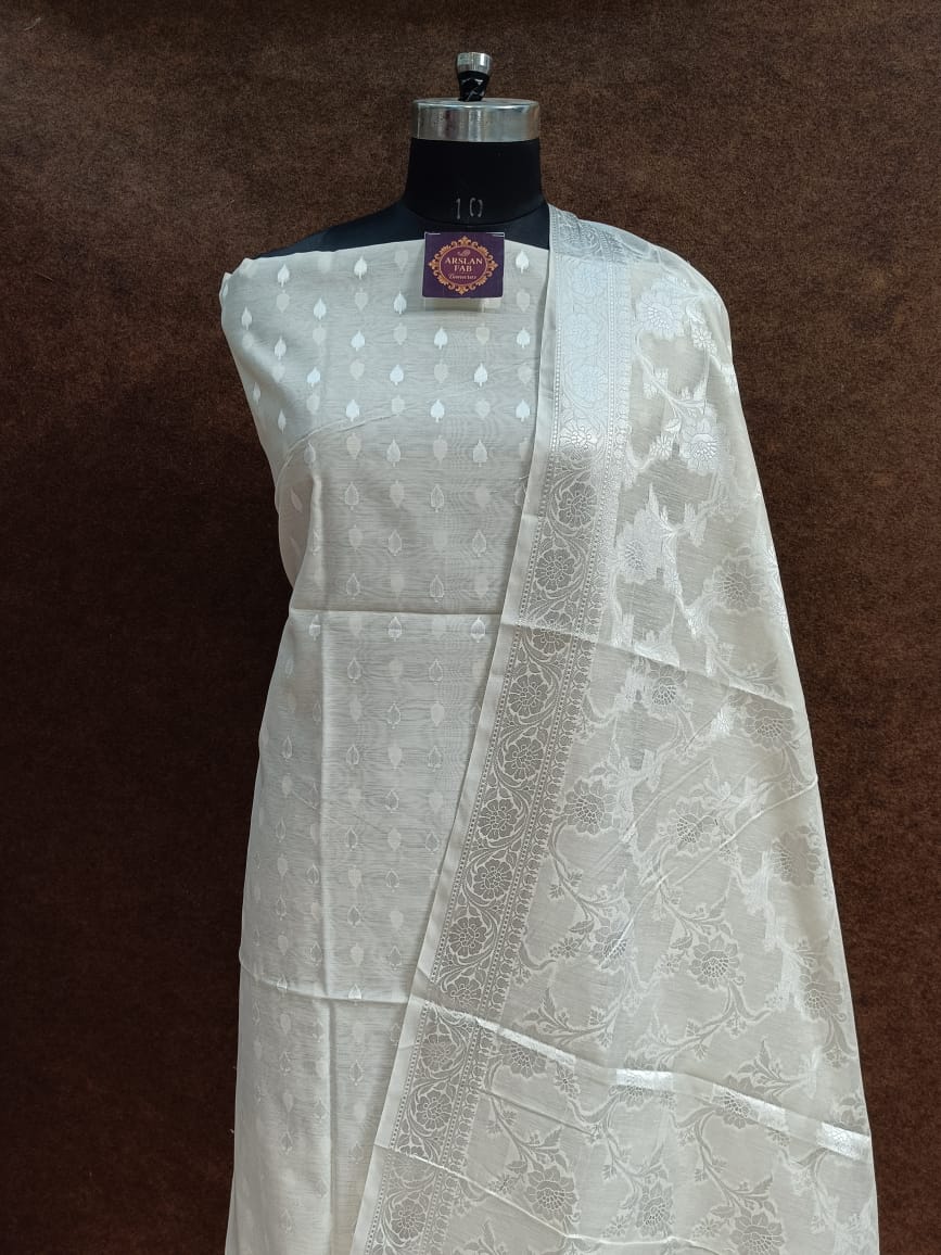 Dusty White Silk Suit