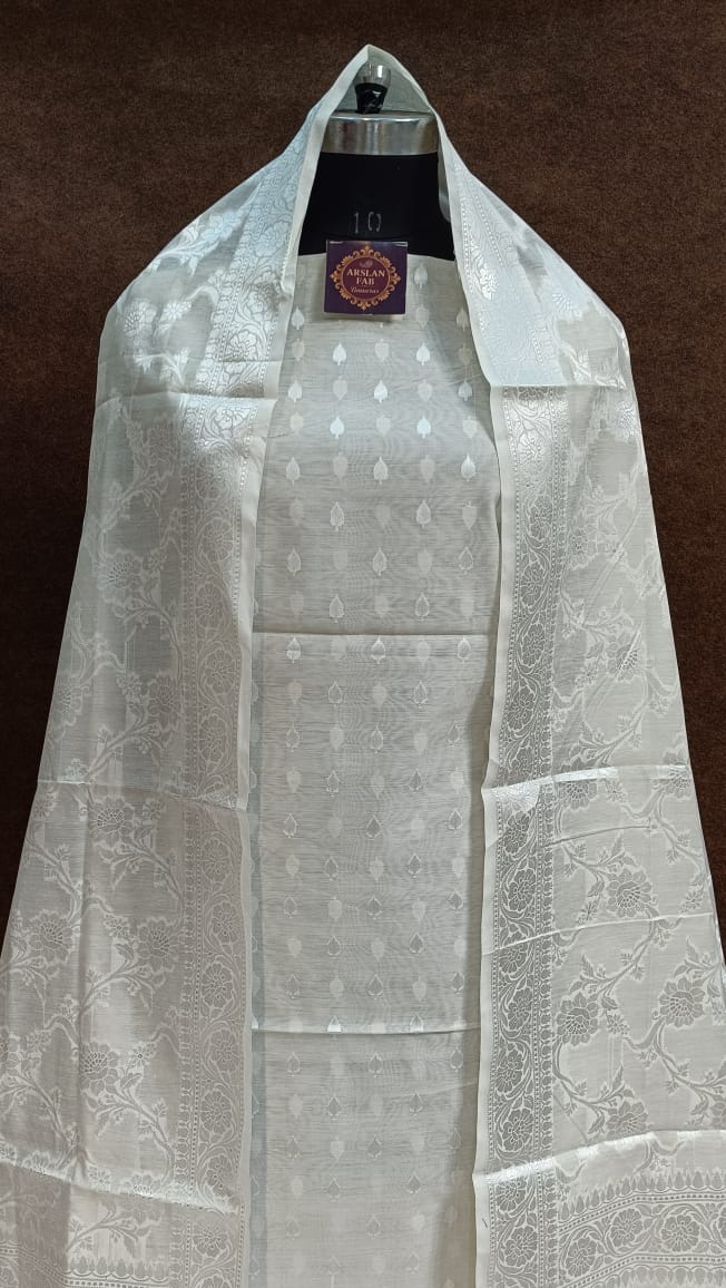 Dusty White Silk Suit