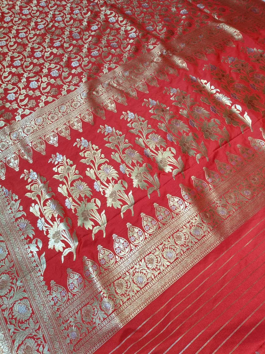 Red Banarasi Paori Silk Saree