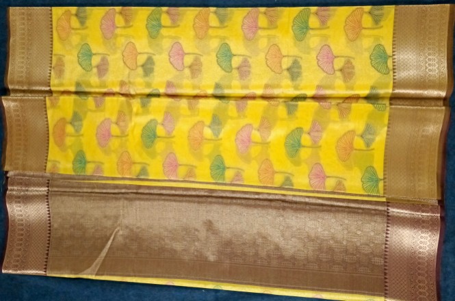 Silk Saree with Copper Border