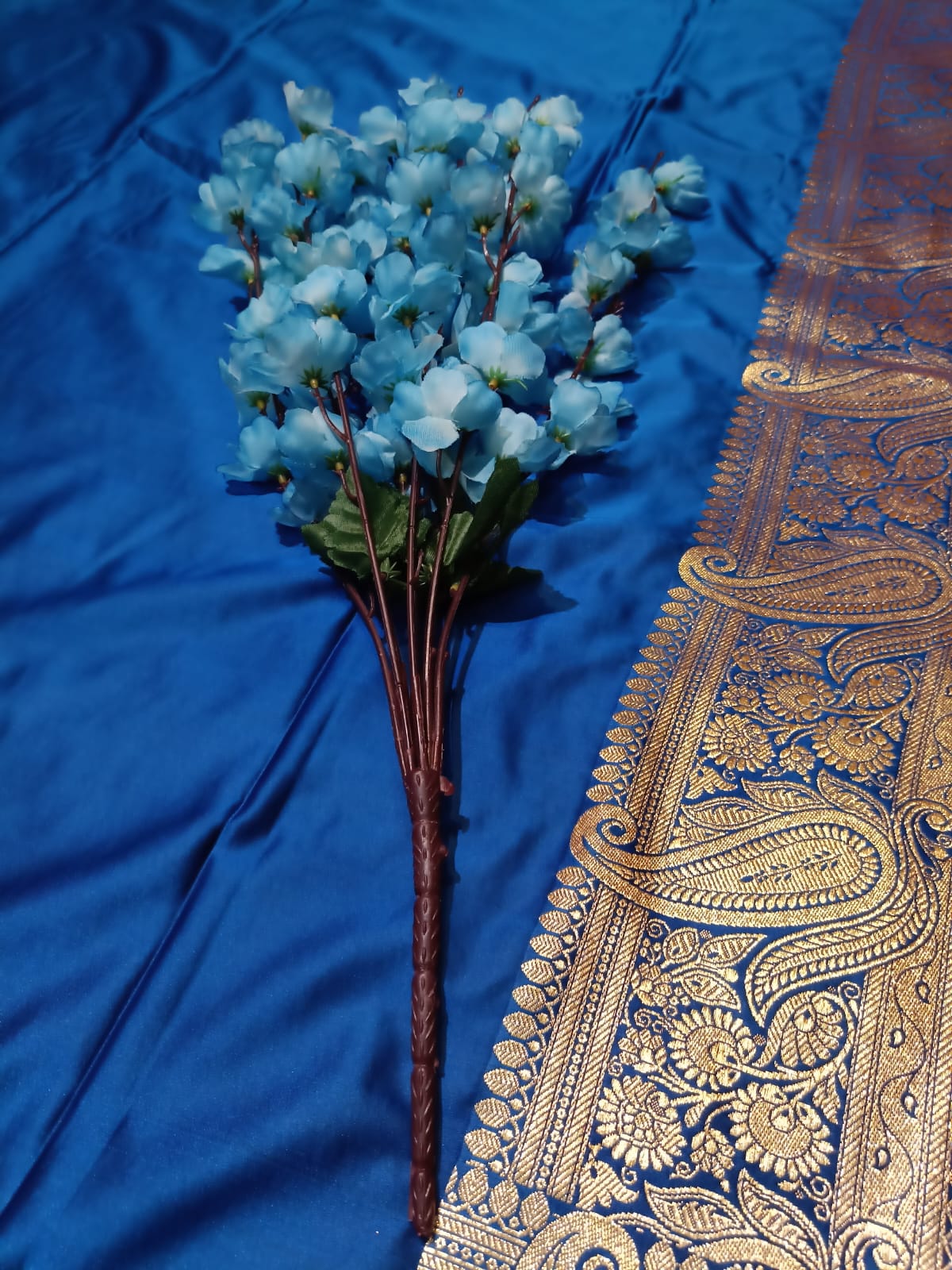 Blue Designer Saree Mashru Saatan