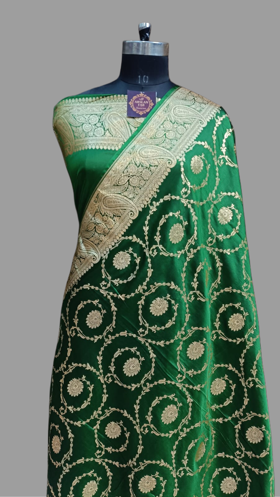 Green Mashru Silk Saree with Golden Design
