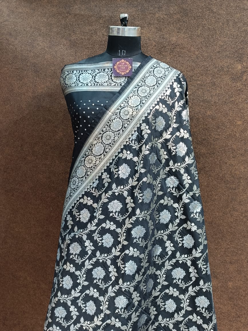 Black Banarasi Silk Saree