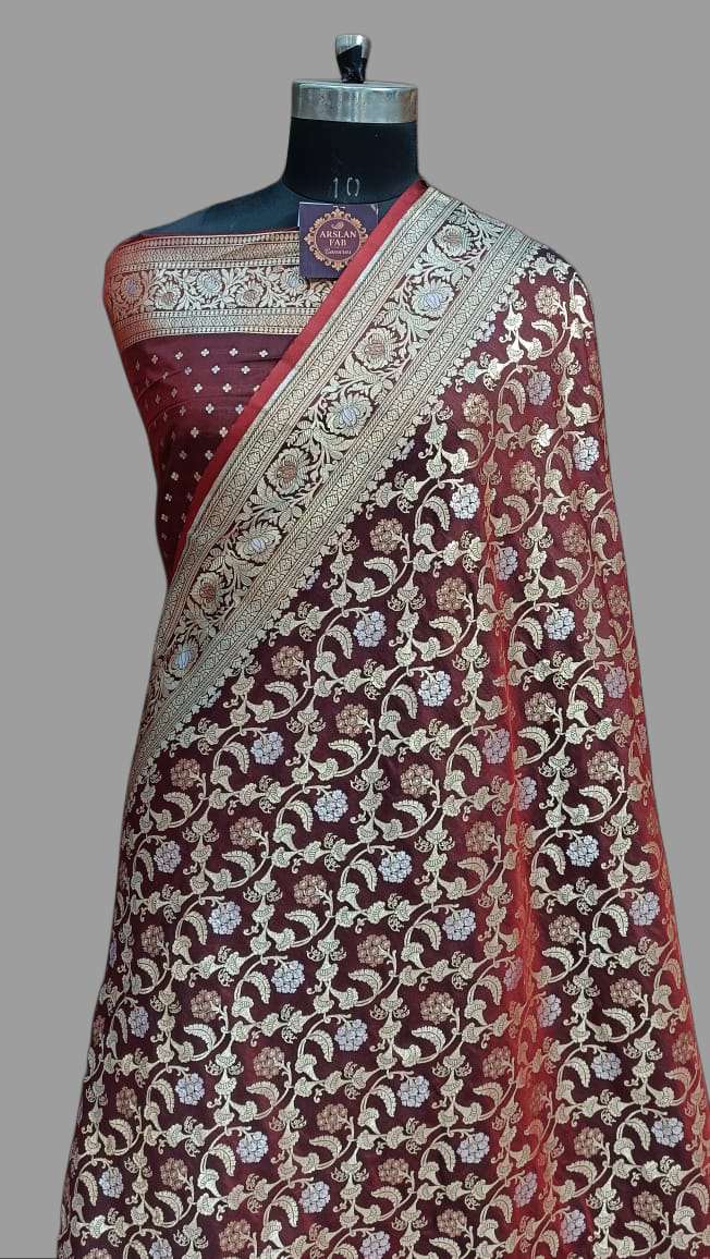 Maroon Banarasi Paori Silk Saree