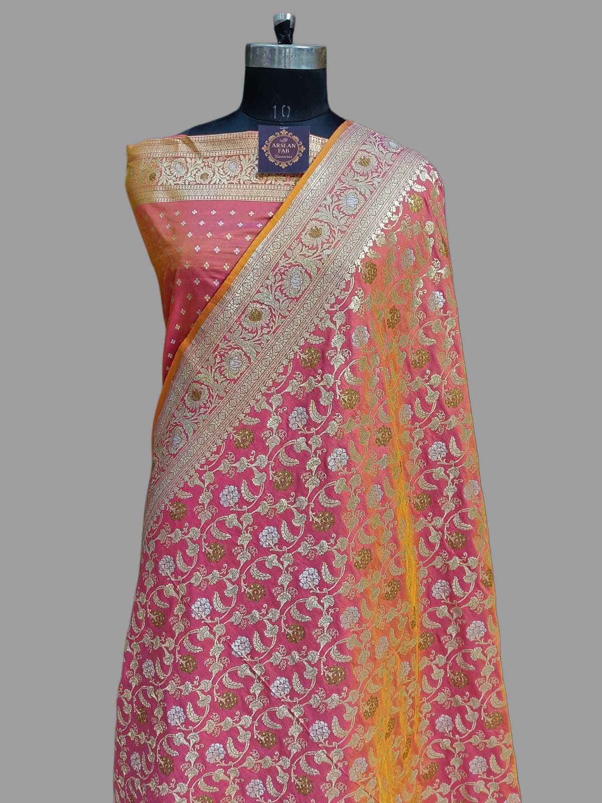 Strawberry Pink Banarasi Paori Silk Saree