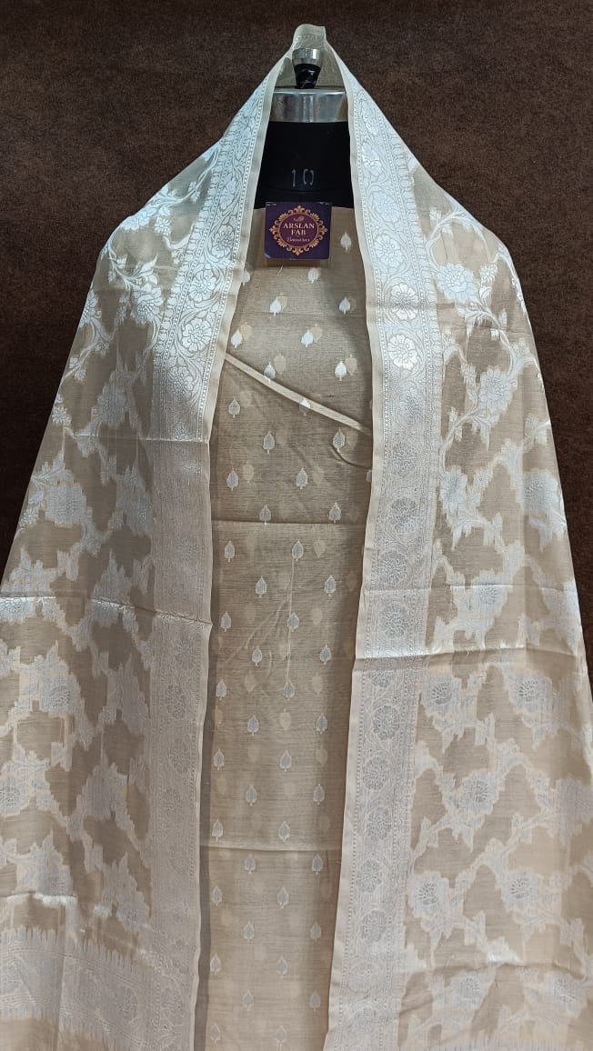 Dusty Cream Banarasi Silk Suit