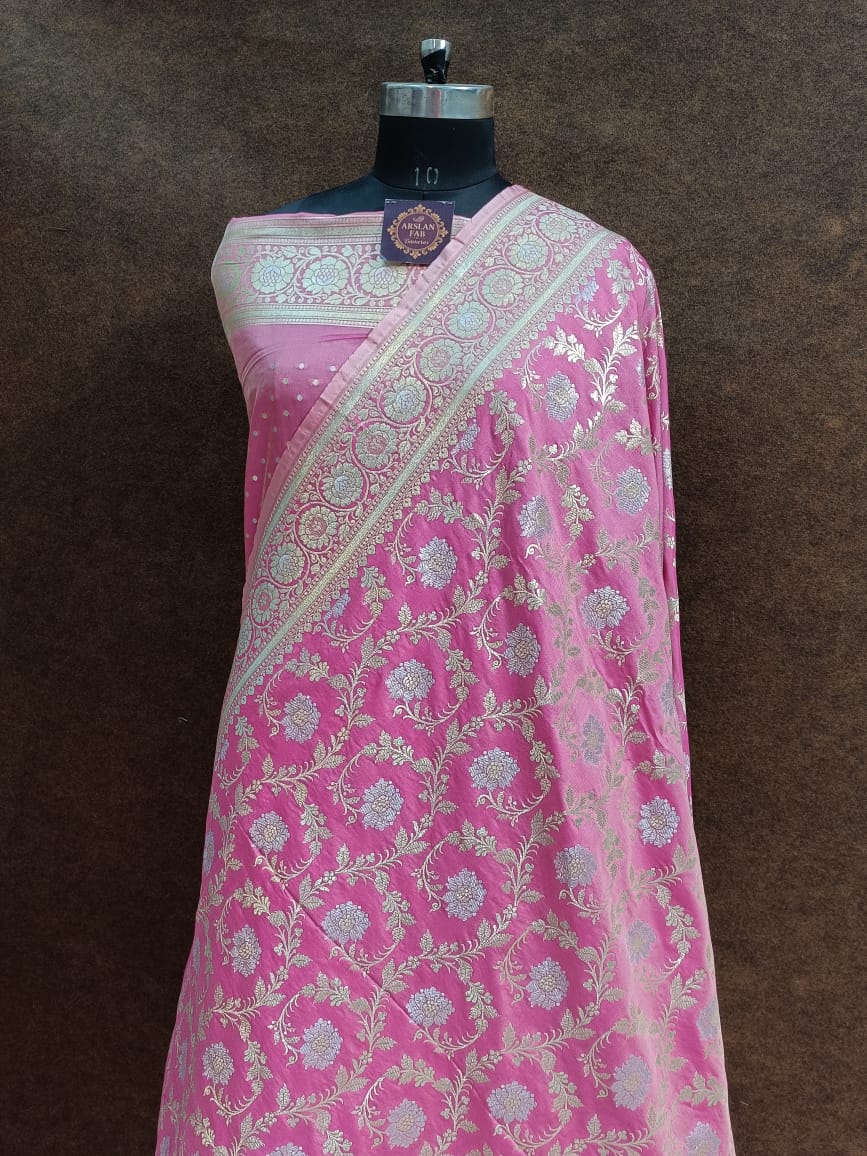 Pink Banarasi Silk Saree