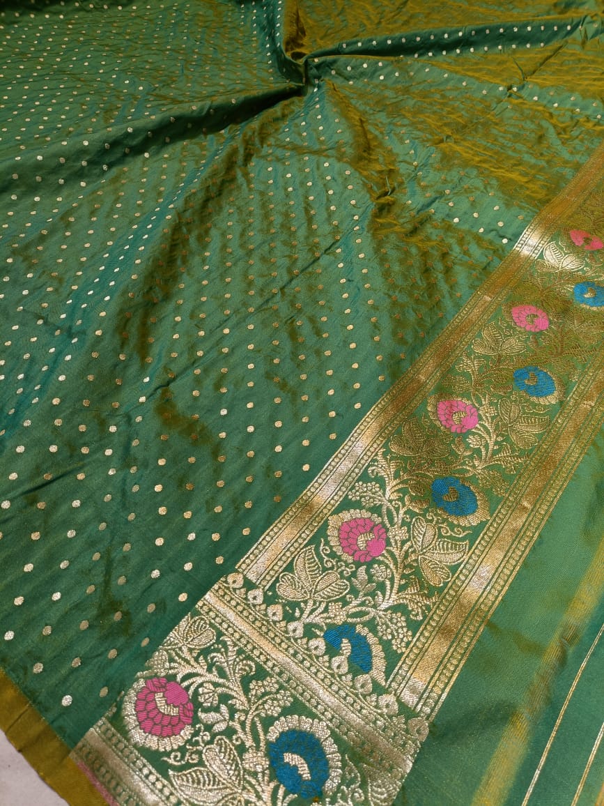 Green Banarasi Silk Saree meenadar
