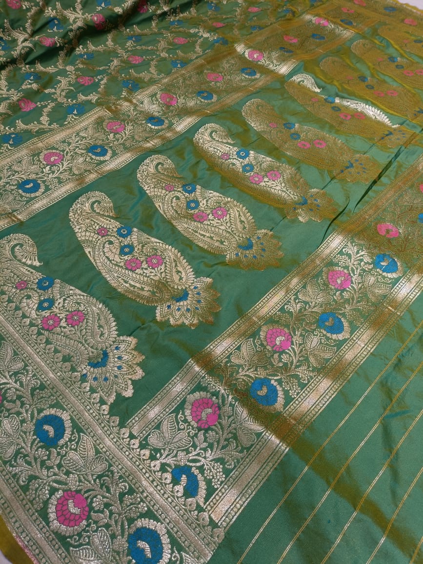 Green Banarasi Silk Saree meenadar