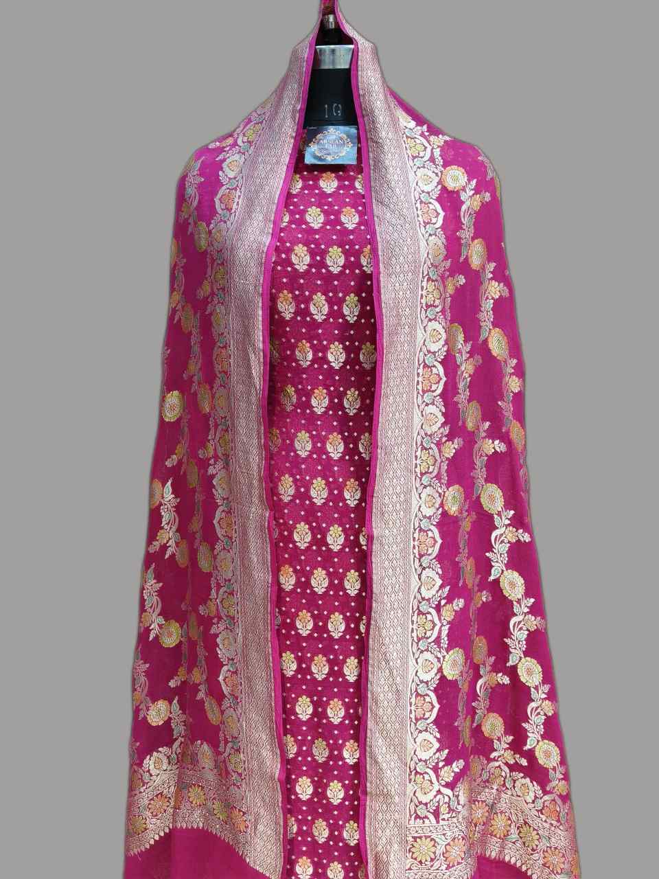 Elegant Pink Traditional Dress Material with three piece