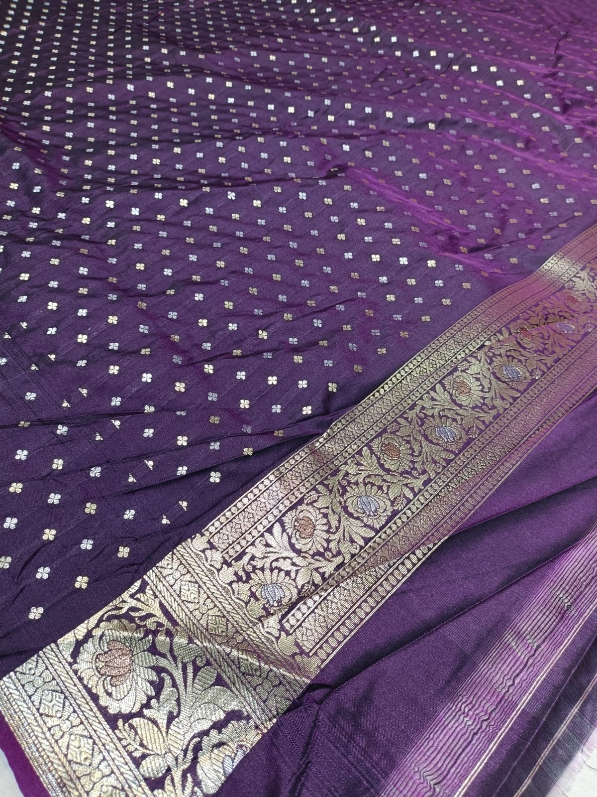 Purple Banarasi Paori Silk Saree