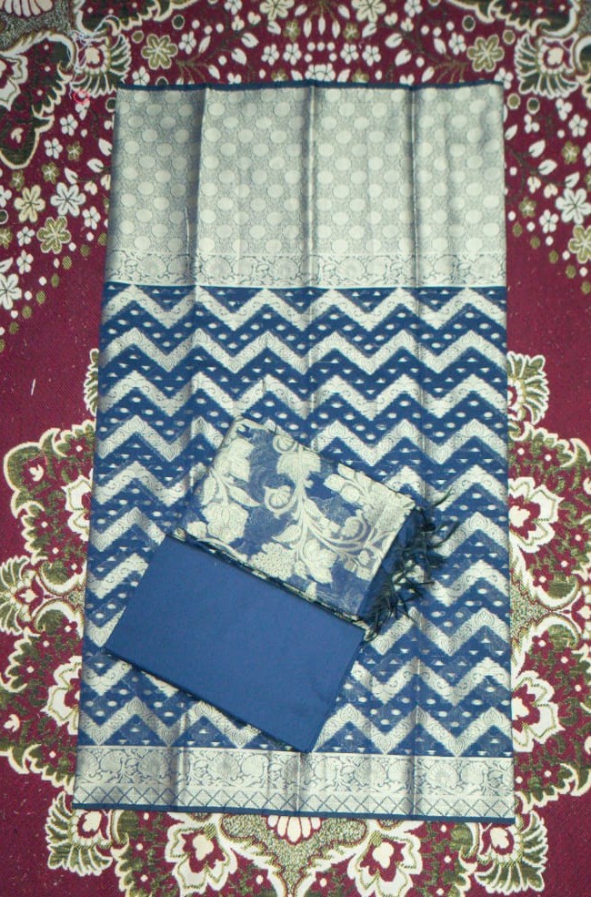 Blue Zigzag Patterned Salwar Suit