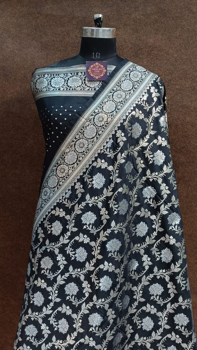 Black Banarasi Silk Saree