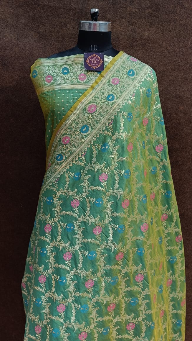 Green Banarasi Silk Saree meenadar